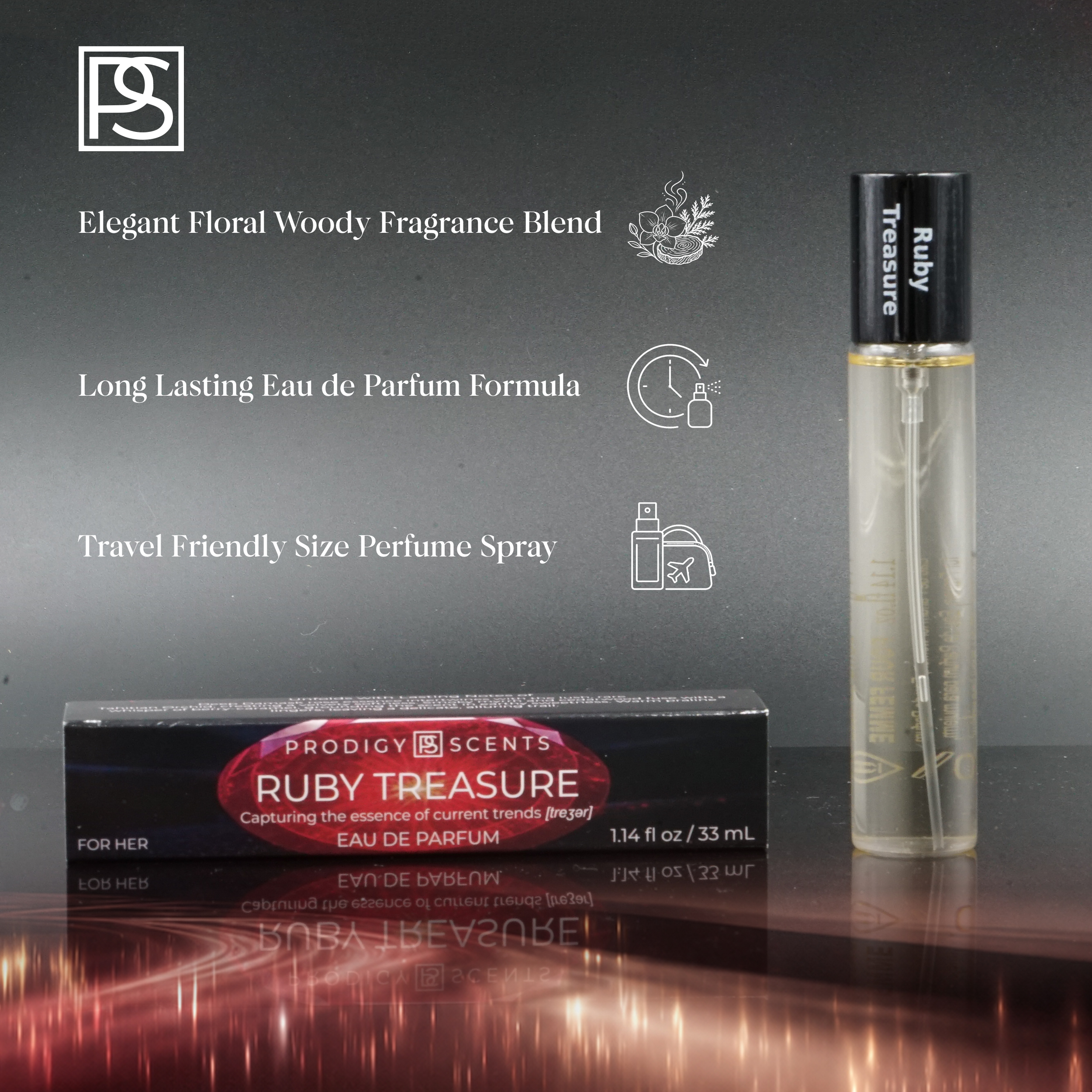 LONG LASTING EAU DE PARFUM: Ruby Treasure is a women eau de parfum crafted with a concentrated formula that delivers a noticeable scent throughout the day. This eau de parfum long lasting colognes style fragrance offers floral warmth with a smooth and balanced aroma.