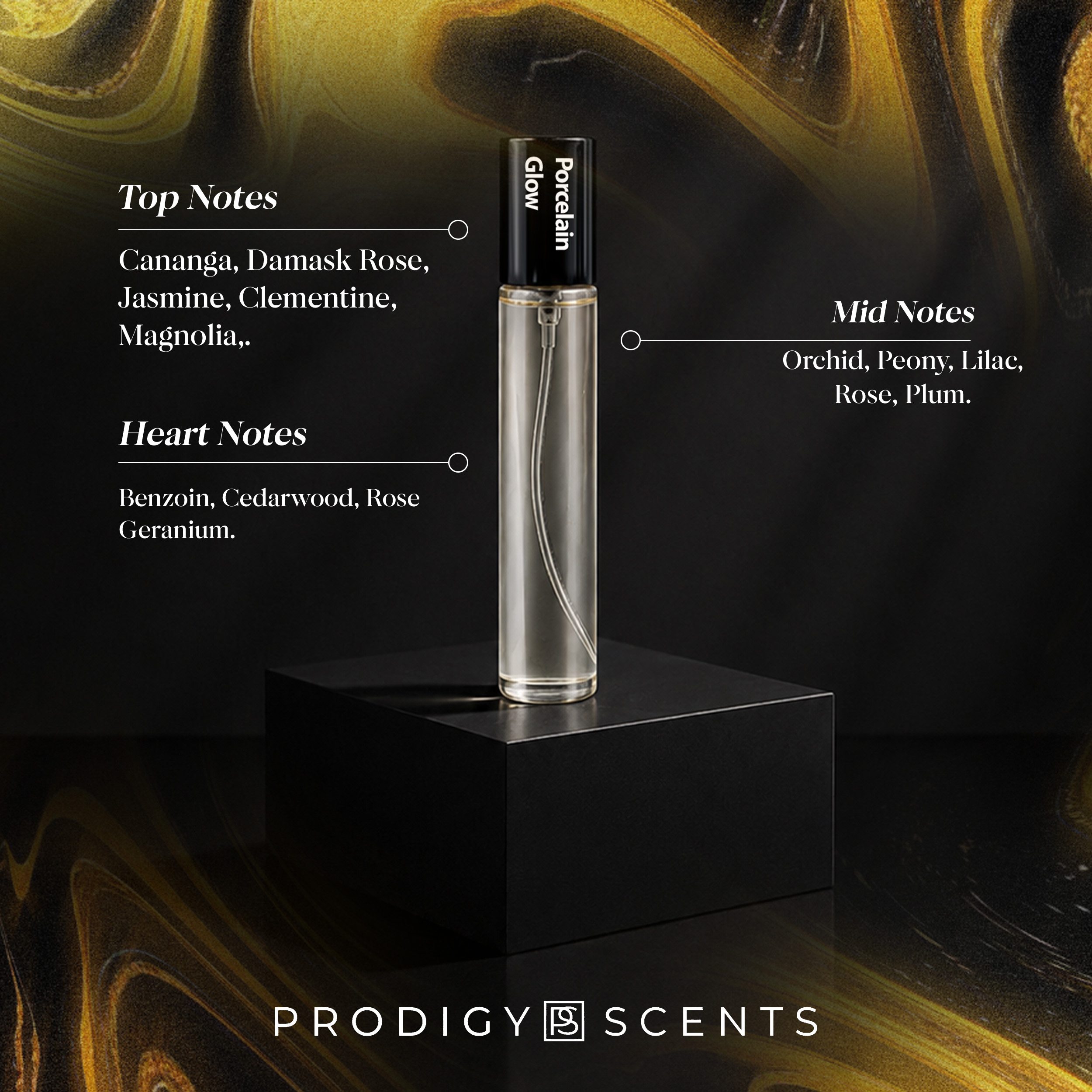 Prodigy Scents Porcelain Glow, 1.14 fl oz Eau de Parfum for Women with Damask Rose, Jasmine, Orchid, Peony & Lilac Notes. Long Lasting Floral Fragrance for Women - Image 3